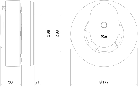 Вентилятор накладной PAX Norte Black с обратным клапаном (таймер, датчик влажности, программируемый, Bluetooth управление)